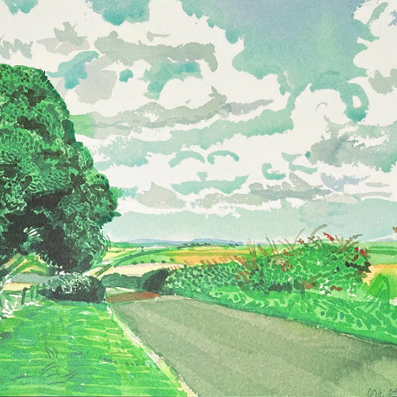 Road and Tree Near Wetwang ( from Midsummer: East Yorkshire) Poster by David Hockney - Image 3