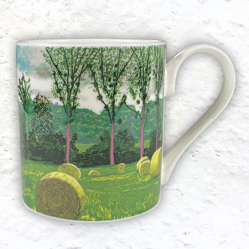A Year in Normandie Mug by David Hockney (Purple Tree and Hay Bales) - Image 3