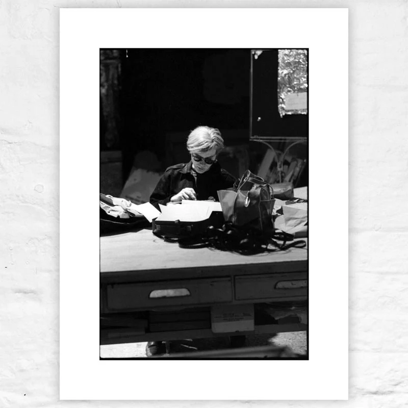 Andy at Typewriter, The Factory, NYC, circa 1965 poster by Nat Finkelstein