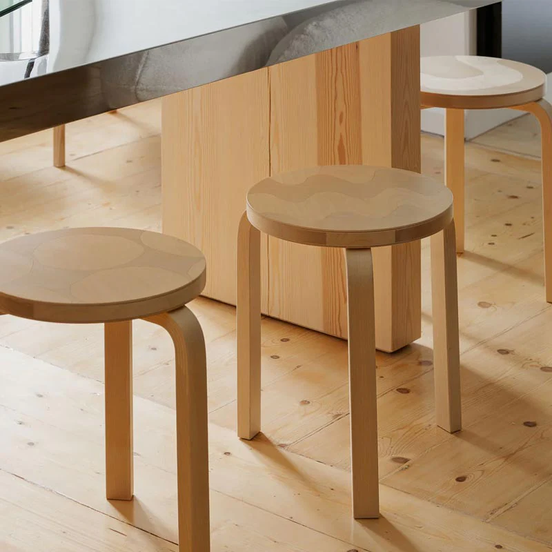 Stool 60 - Lokki - des. Alvar Aalto 1933, Pattern des. Maija Isola, made by Artek + Marimekko - Image 5