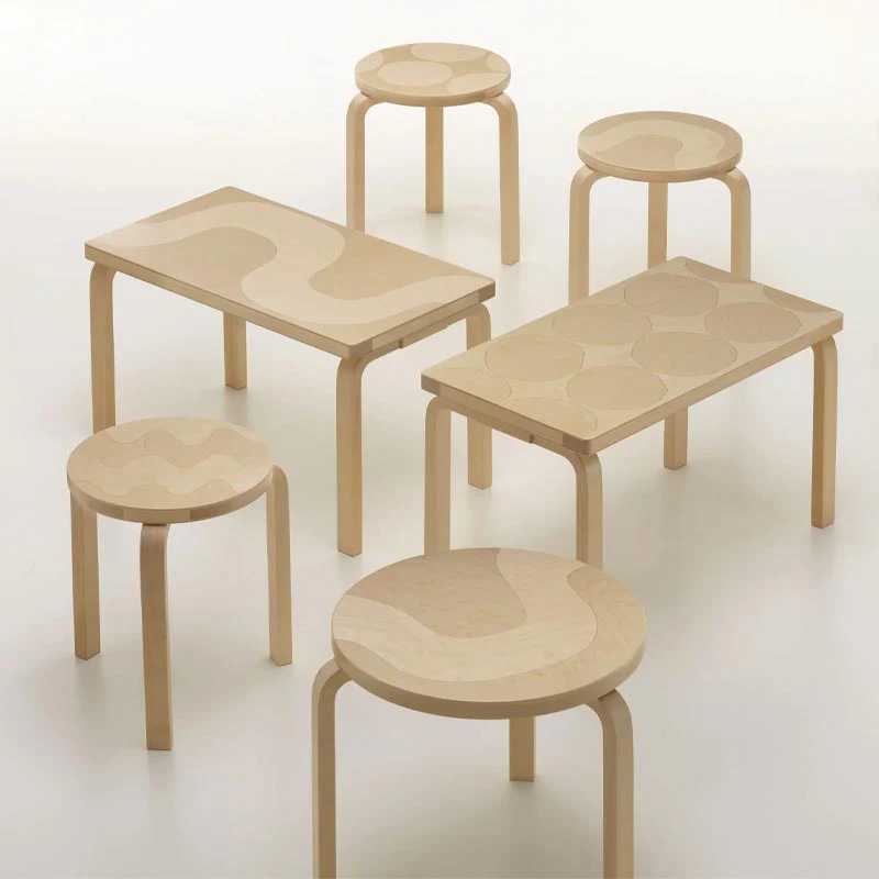 Stool 60 - Lokki - des. Alvar Aalto 1933, Pattern des. Maija Isola, made by Artek + Marimekko - Image 7