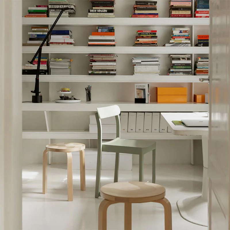 Stool 60 - Seireeni - des. Alvar Aalto 1933, Pattern des. Maija Isola 1964, made by Artek + Marimekko - Image 8