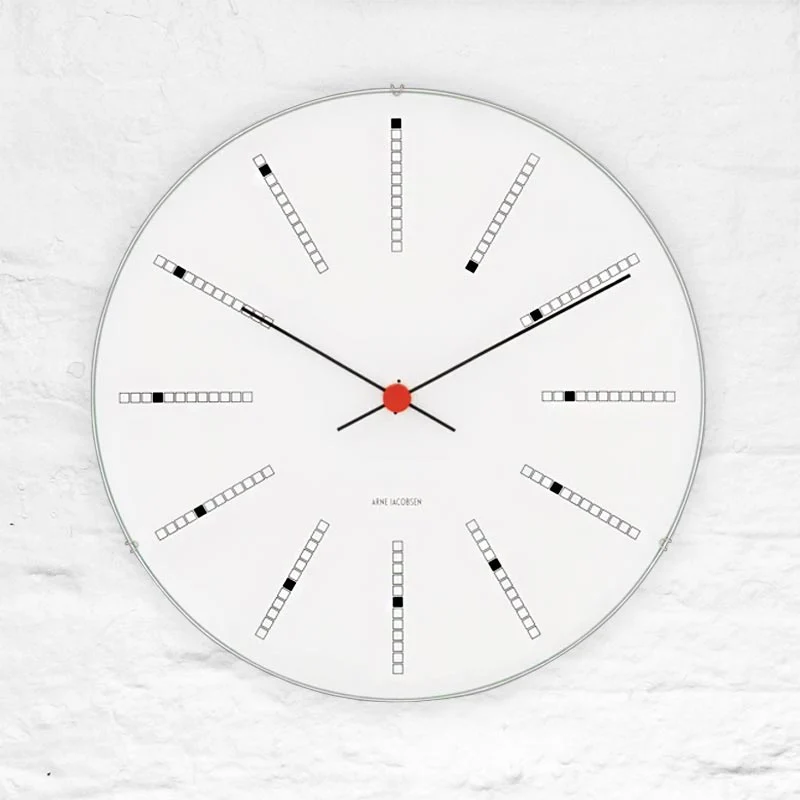 Bankers Wall Clock - 21cm - White / Black / Red - des. Arne Jacobsen