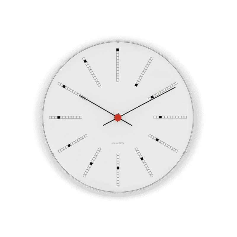 Bankers Wall Clock - 21cm - White / Black / Red - des. Arne Jacobsen - Image 3