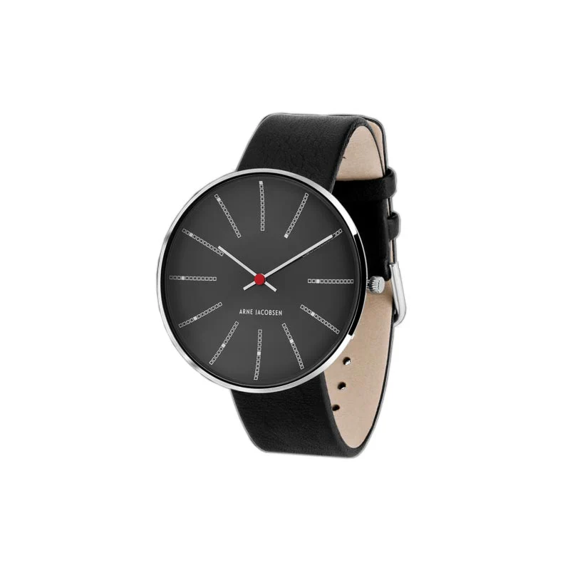 Bankers watch des. Arne Jacobsen - 40mm - grey dial / black strap - Image 2