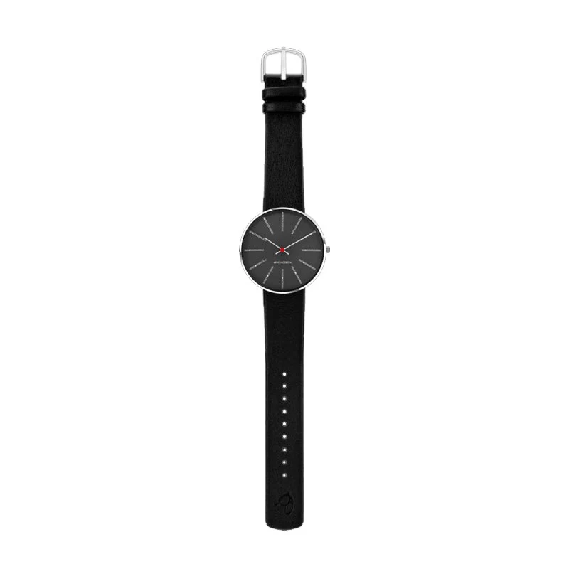 Bankers watch des. Arne Jacobsen - 40mm - grey dial / black strap - Image 5