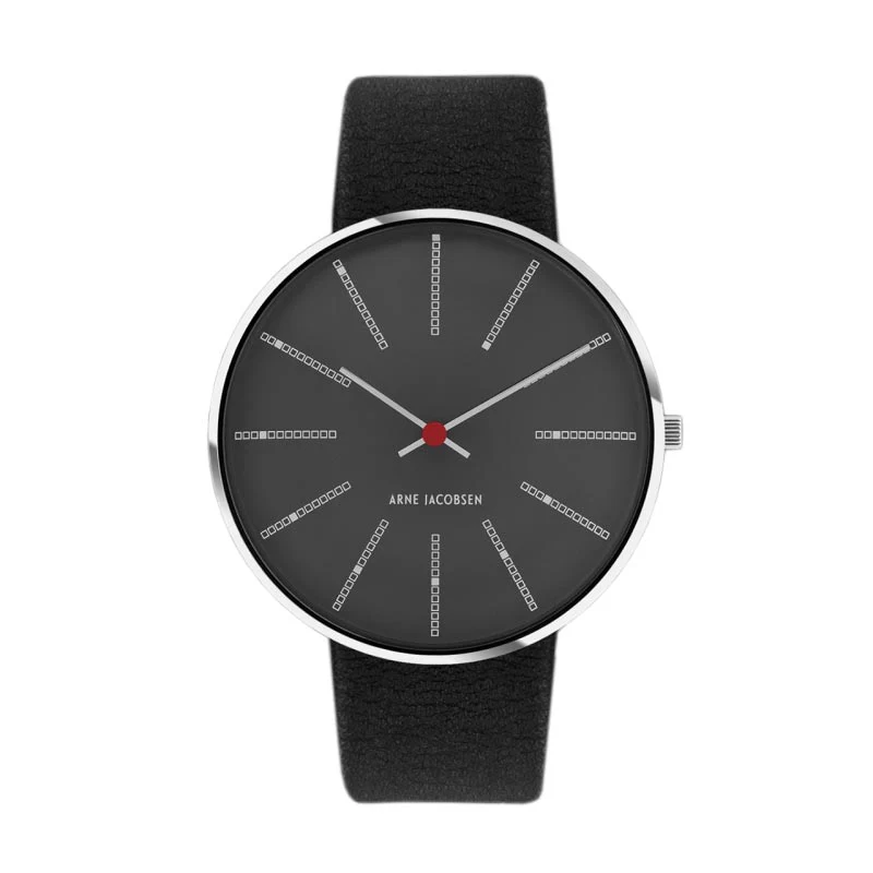 Bankers watch des. Arne Jacobsen - 40mm - grey dial / black strap - Image 6