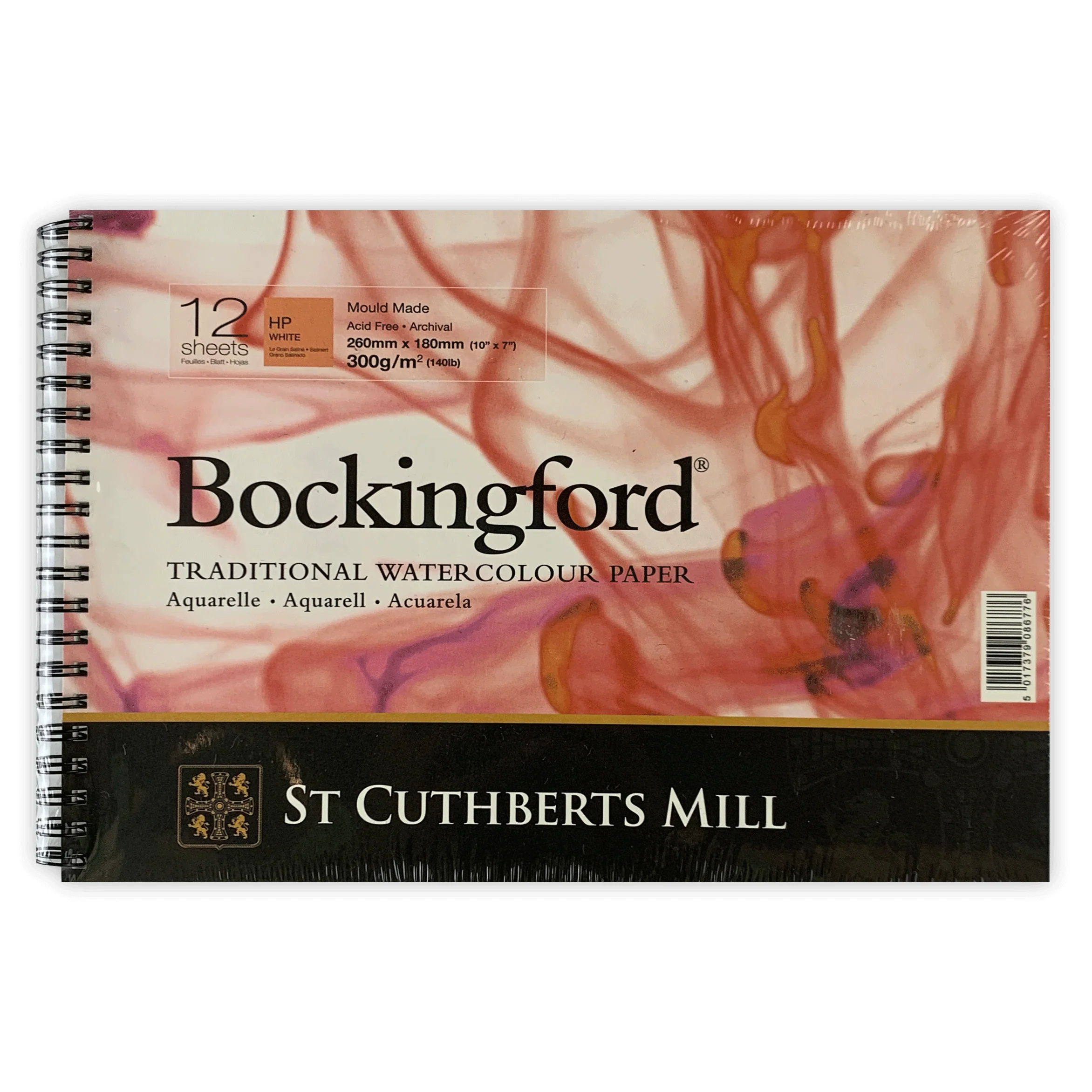 Bockingford spiral bound watercolour pad, 10 x 7", 12 sheets, hot pressed (red pad) - Image 2