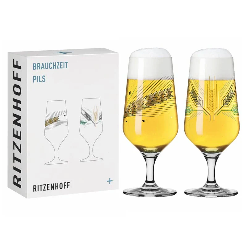 Brauchzeit Beer Glass Set with Barley Illustration by Andreas Preis for Ritzenhoff - Image 2