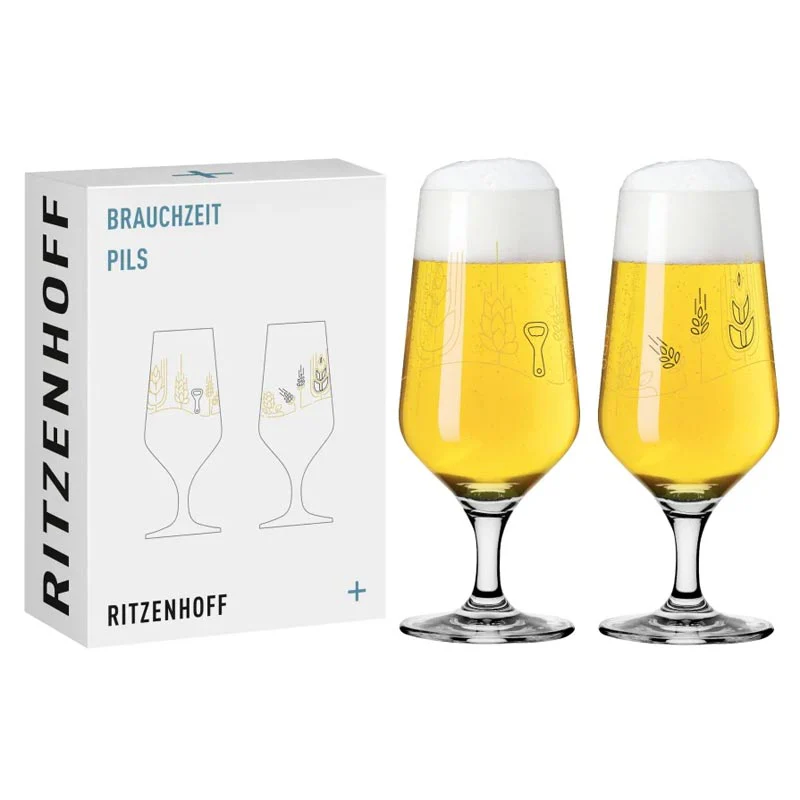 Brauchzeit Pils Glass Set Featuring Hops, Malt and Bottle Opener Illustration des. Sonja Eikler for Ritzenhoff - Image 2