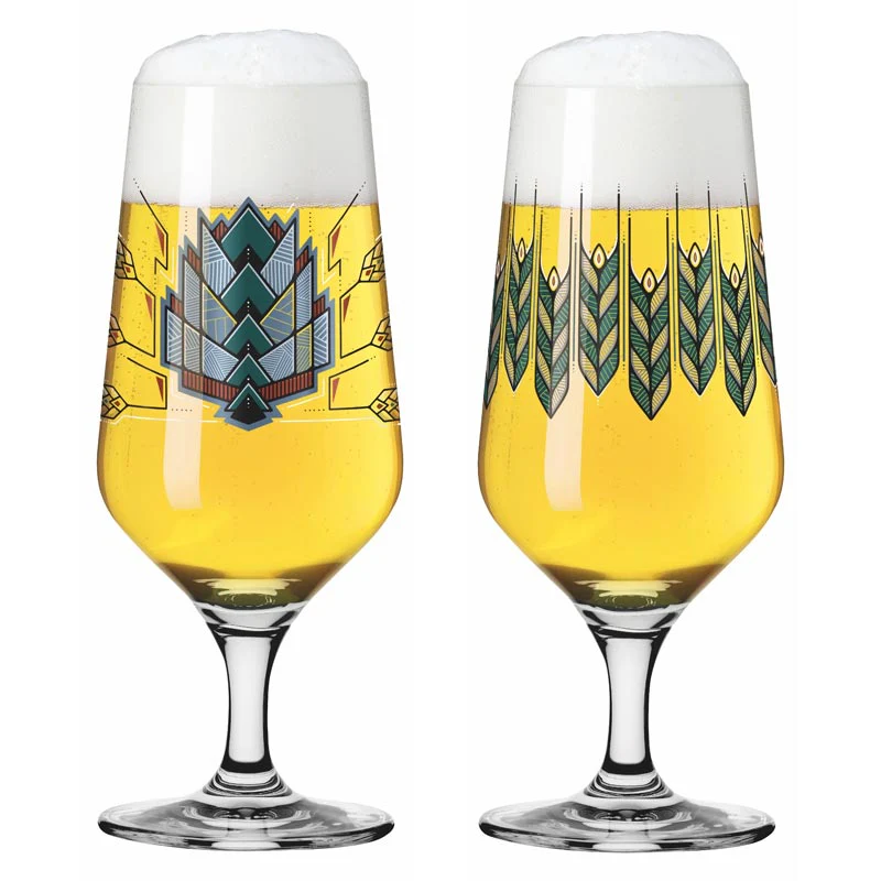 Brauchzeit Pils Glass Set with Hops and Barley Illustration, des. Andreas Preis for Ritzenhoff - Image 4