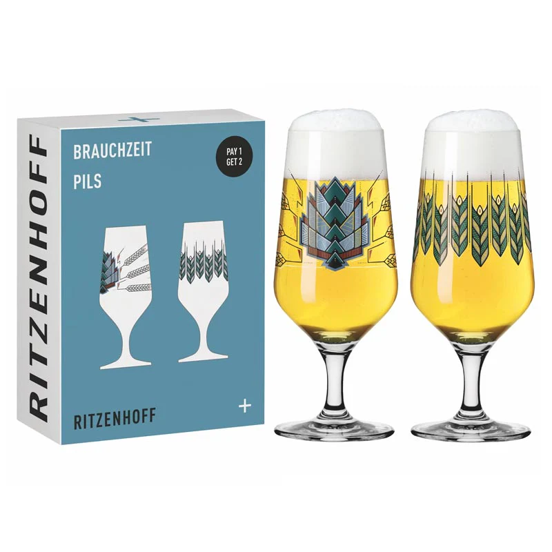Brauchzeit Pils Glass Set with Hops and Barley Illustration, des. Andreas Preis for Ritzenhoff - Image 6