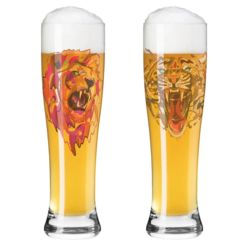 Brauchzeit Weizen set featuring Lion and Tiger illustrations - des. Justin Maller for Ritzenhoff - Image 3