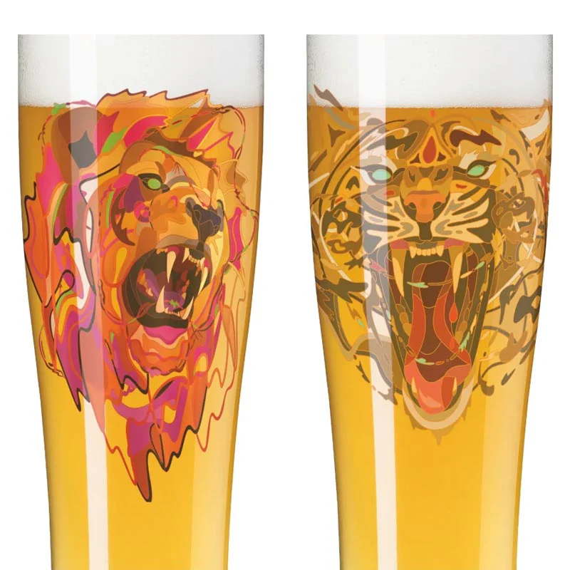Brauchzeit Weizen set featuring Lion and Tiger illustrations - des. Justin Maller for Ritzenhoff - Image 4