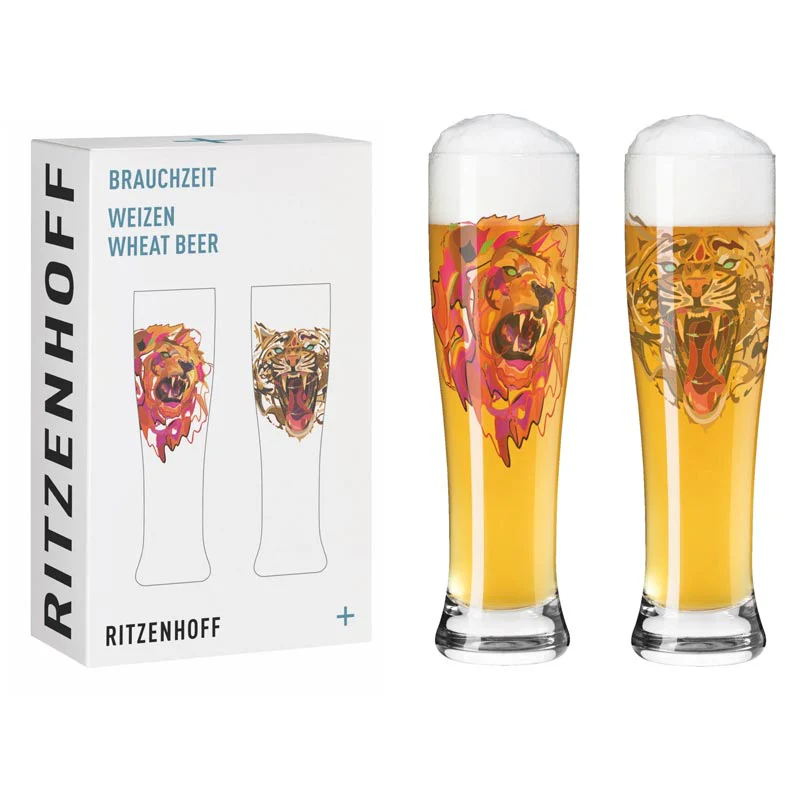 Brauchzeit Weizen set featuring Lion and Tiger illustrations - des. Justin Maller for Ritzenhoff - Image 6