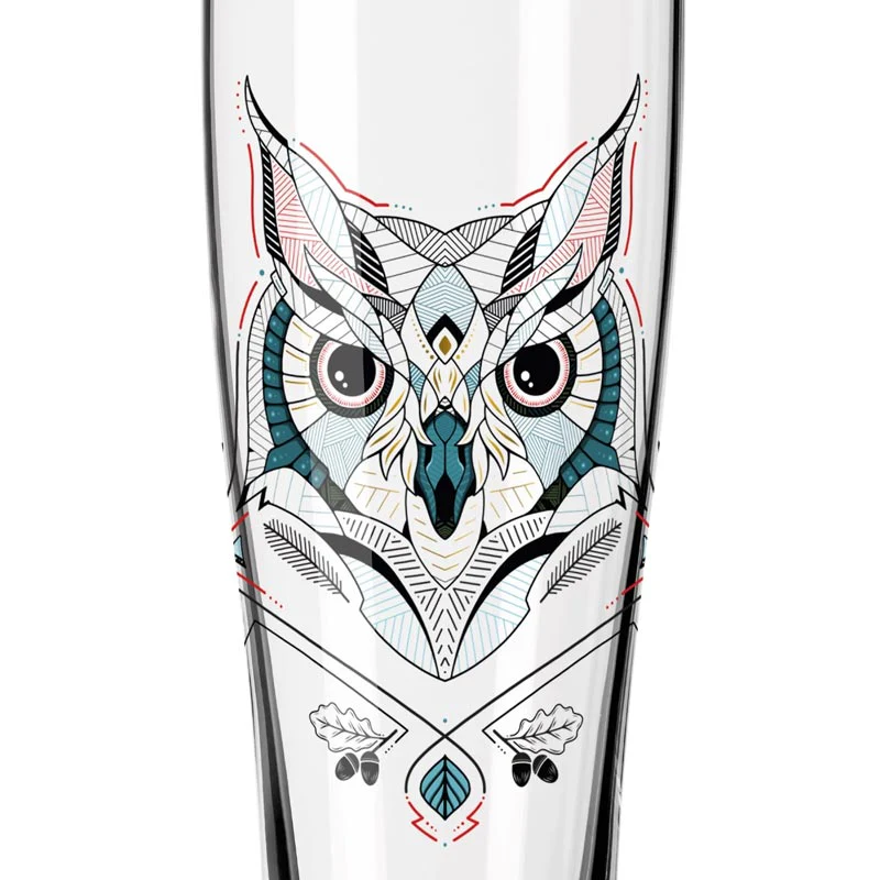 Brauchzeit 'Weizen' (Wheat Beer) Glass Set featuring Bear and Owl Illustration, des. Andreas Preis for Ritzenhoff - Image 2