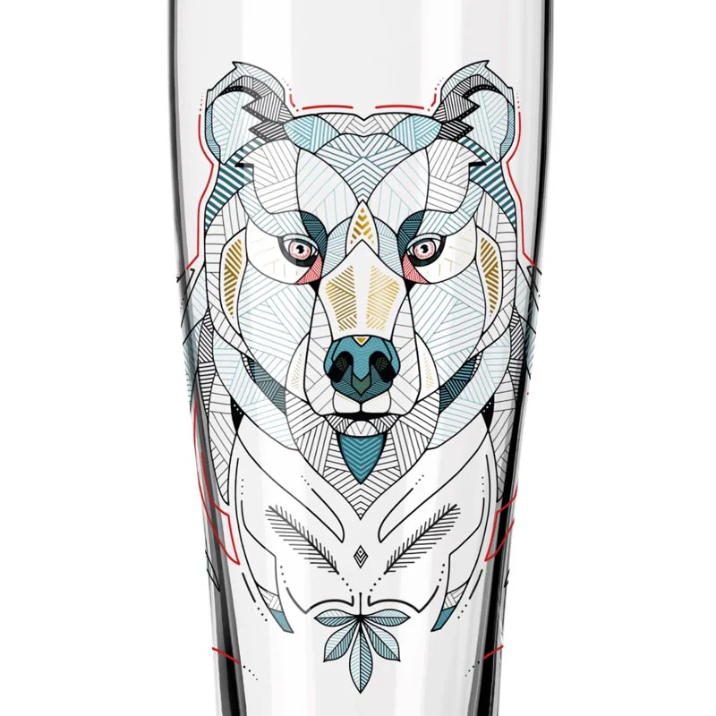 Brauchzeit 'Weizen' (Wheat Beer) Glass Set featuring Bear and Owl Illustration, des. Andreas Preis for Ritzenhoff - Image 3