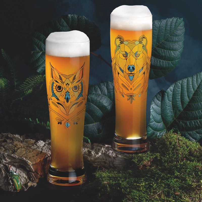 Brauchzeit 'Weizen' (Wheat Beer) Glass Set featuring Bear and Owl Illustration, des. Andreas Preis for Ritzenhoff - Image 7