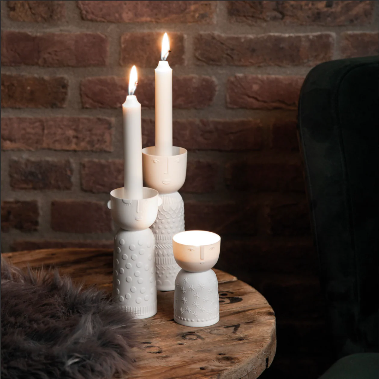 Lucia Porcelain Candle Holder - Image 2