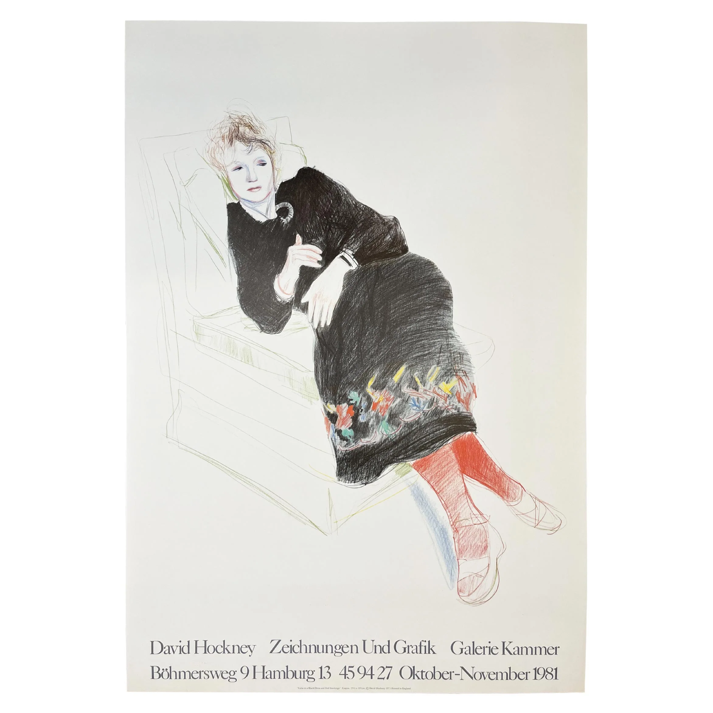 Celia in Black Dress with Red Stockings poster by David Hockney (Gallery Kammer, 1981) - Image 2