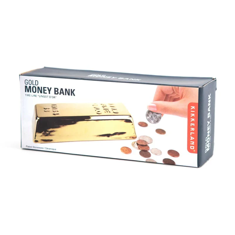 Ceramic Gold Bar Coin Bank by Kikkerland - Image 3
