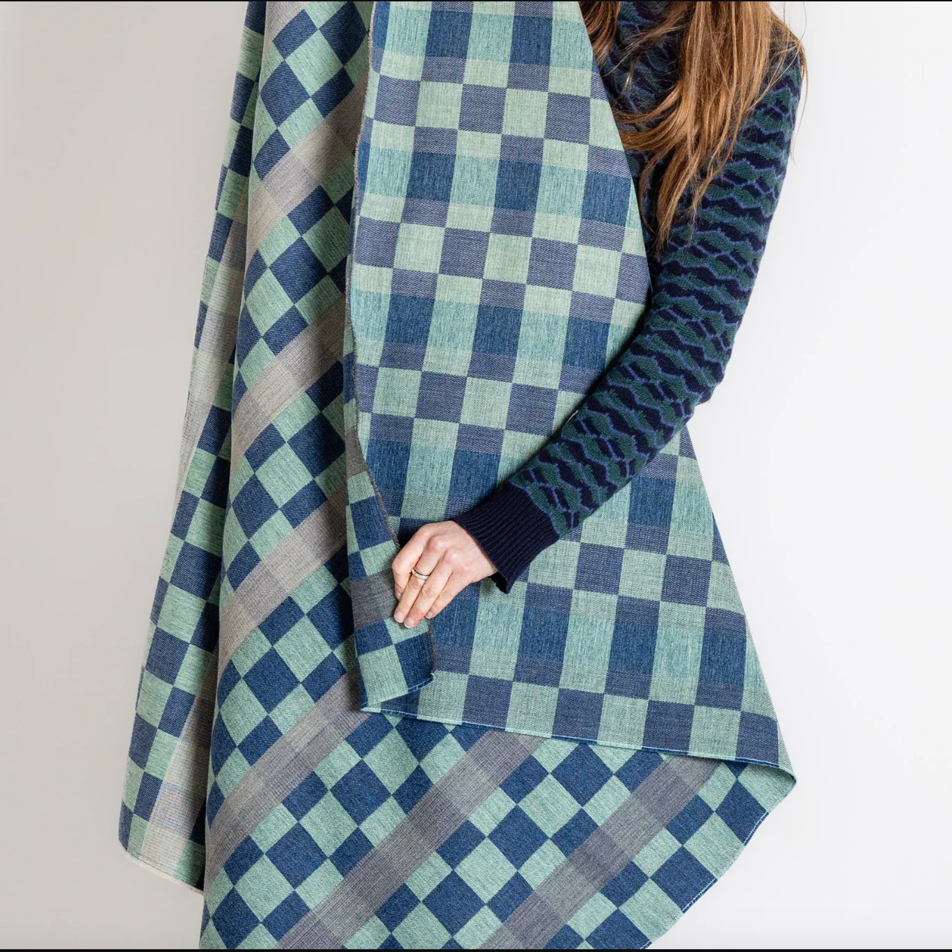 Checkerboard blanket / throw - Marine - by Hannah Robson - Image 3
