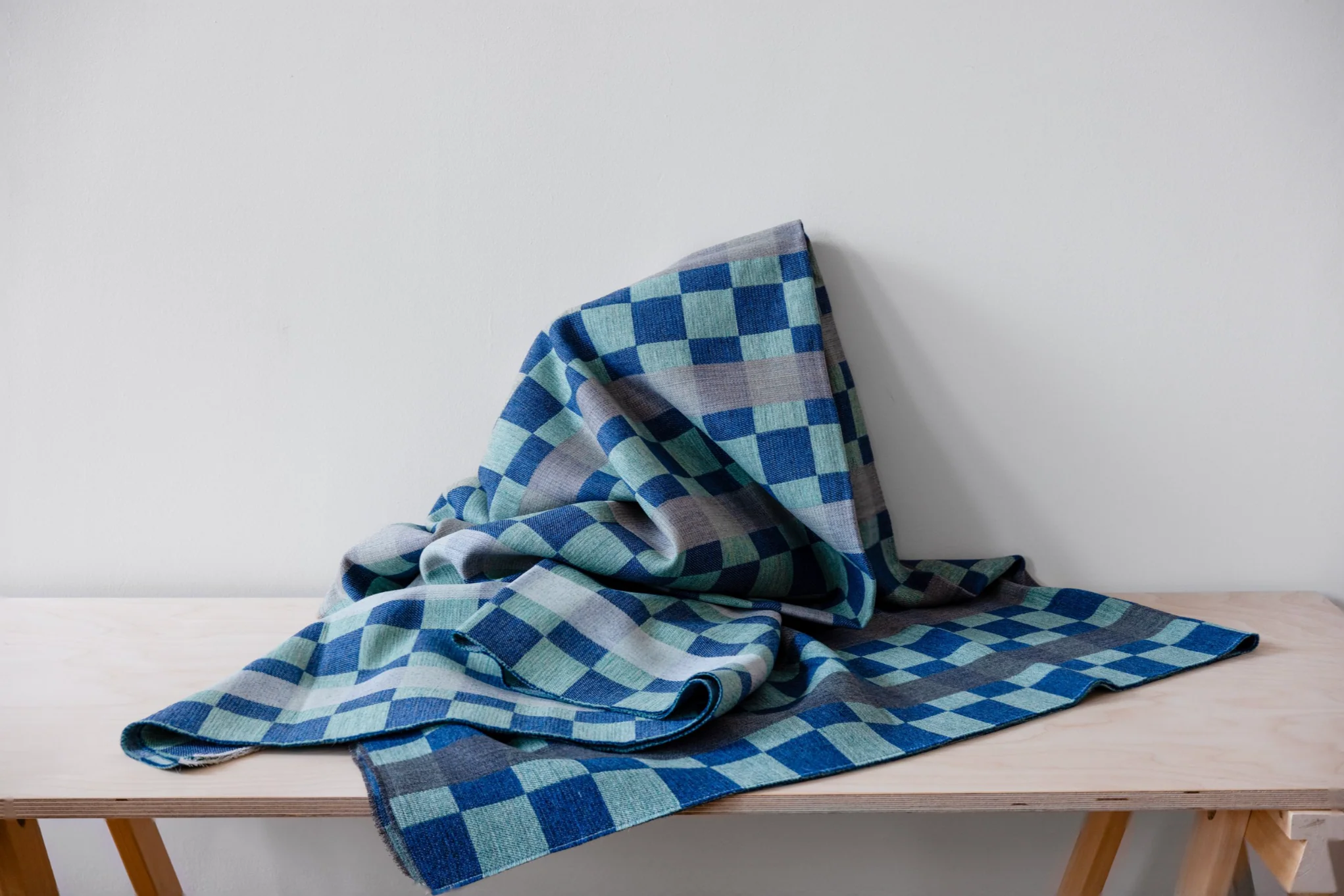 Checkerboard blanket / throw - Marine - by Hannah Robson - Image 4