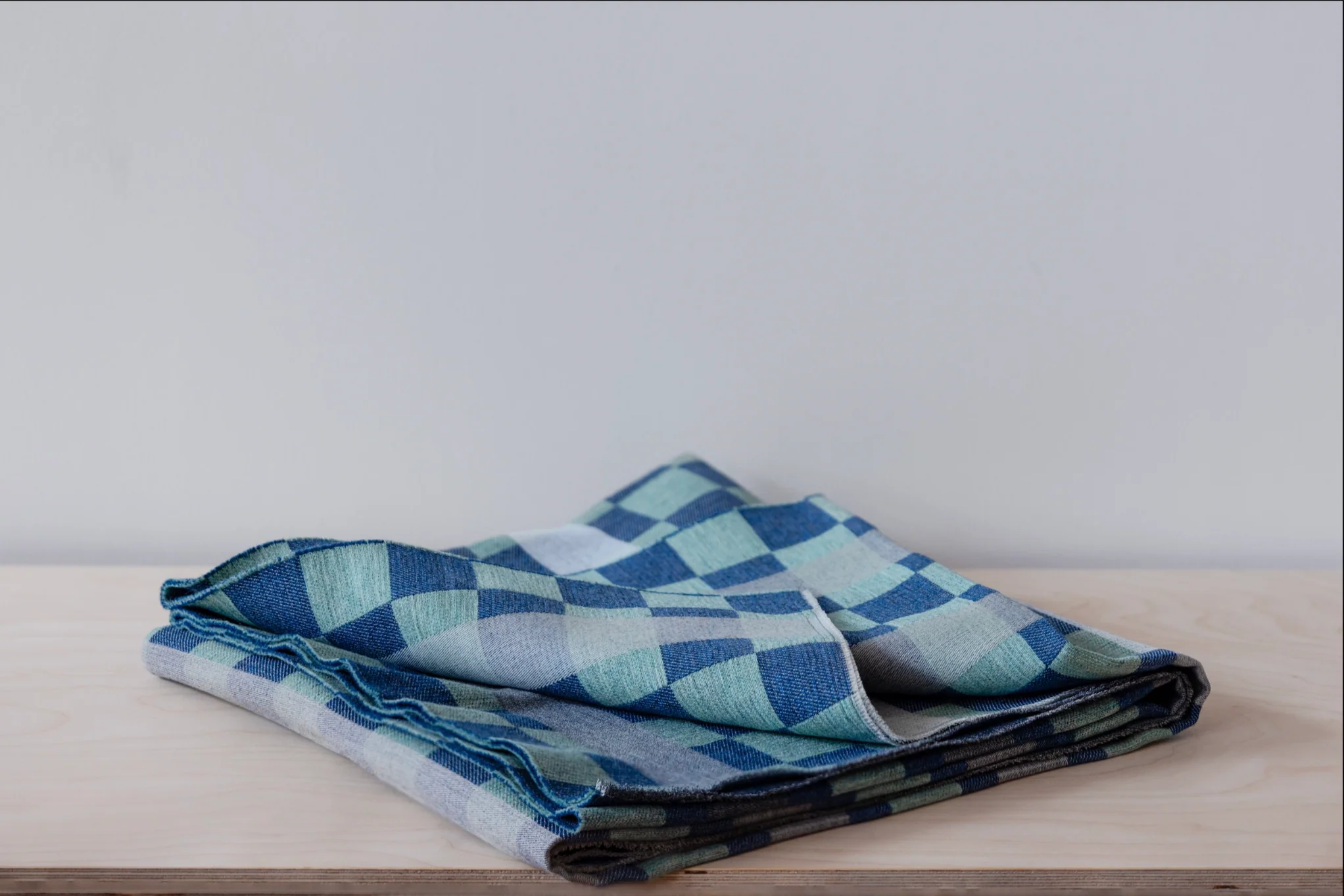 Checkerboard blanket / throw - Marine - by Hannah Robson - Image 5
