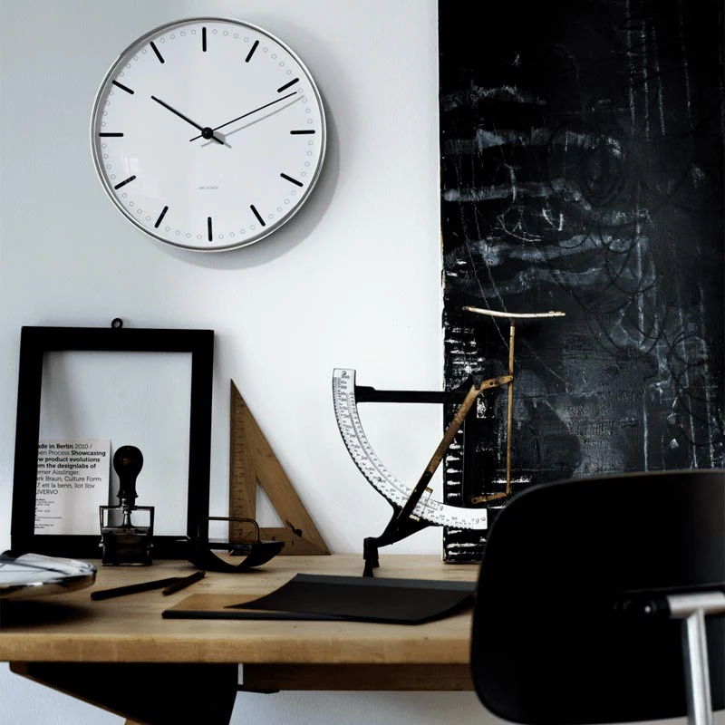City Hall Wall Clock - 29cm - White / Black - des. Arne Jacobsen - Image 2
