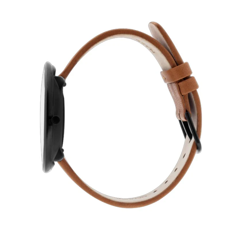 City Hall Watch, des. Arne Jacobsen - 40mm - Black with Brown Pampass Leather Strap - Image 5