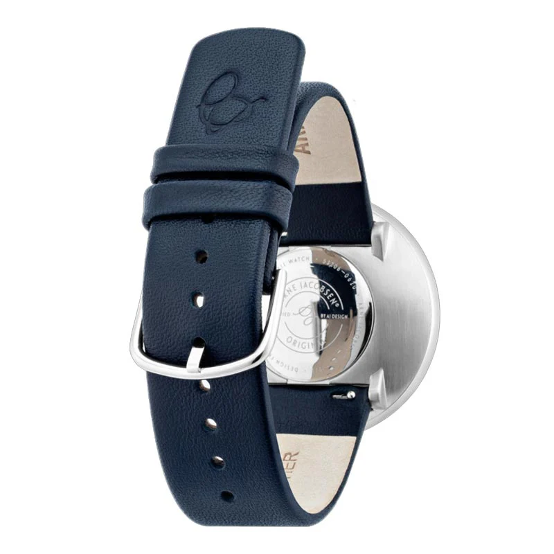 City Hall Watch, des. Arne Jacobsen - 40mm - Oxford Blue with Oxford Blue Leather Strap - Image 4