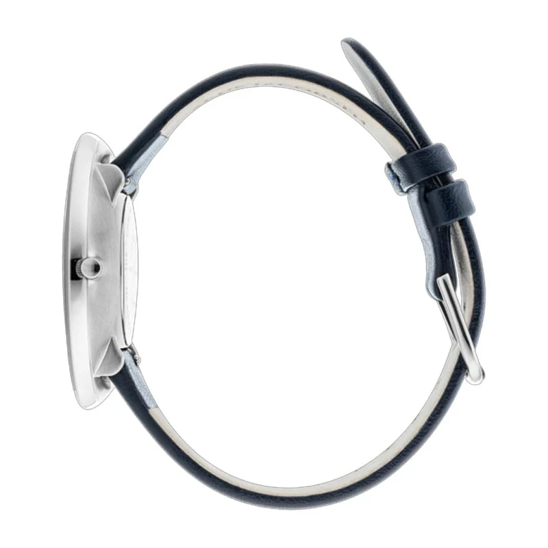 City Hall Watch, des. Arne Jacobsen - 40mm - Oxford Blue with Oxford Blue Leather Strap - Image 5