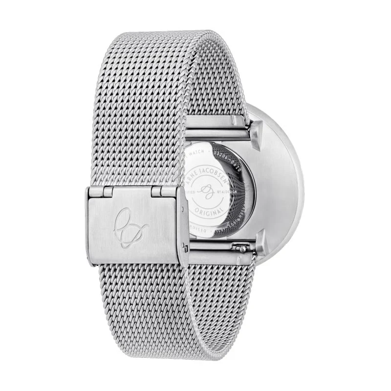 City Hall watch des. Arne Jacobsen - 40mm diameter, Oxford blue dial, matt steel mesh strap - Image 4