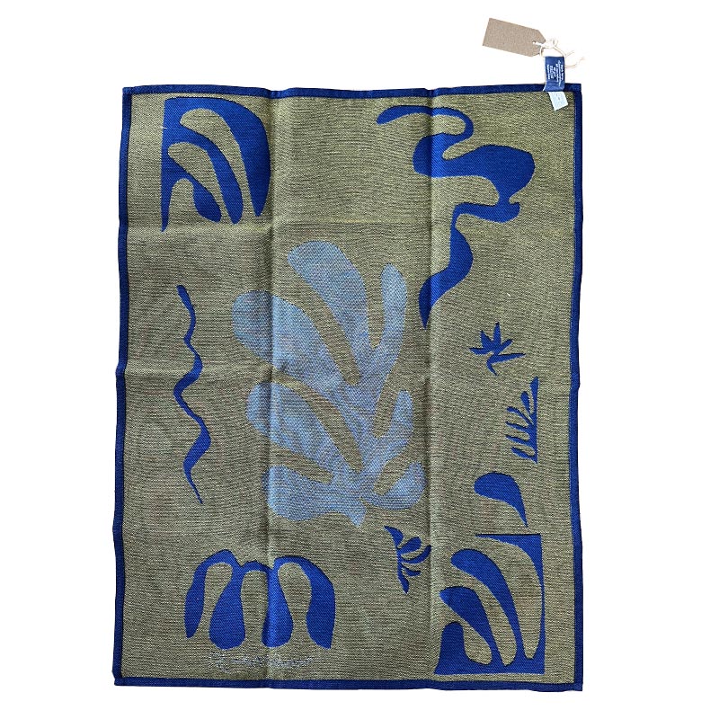 "Composition fond bleu" Tea Towel (Matisse), by Moutet Tissage - Image 2