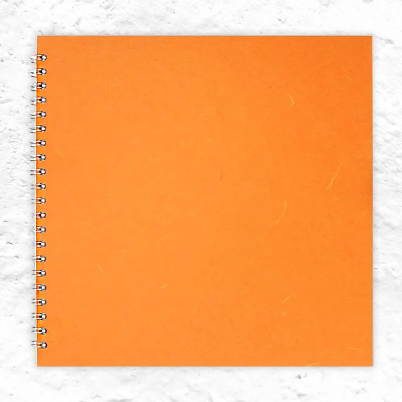 Orange Square Notebook by Pink Pig (11x11 inches, Thai silk tissue cover)