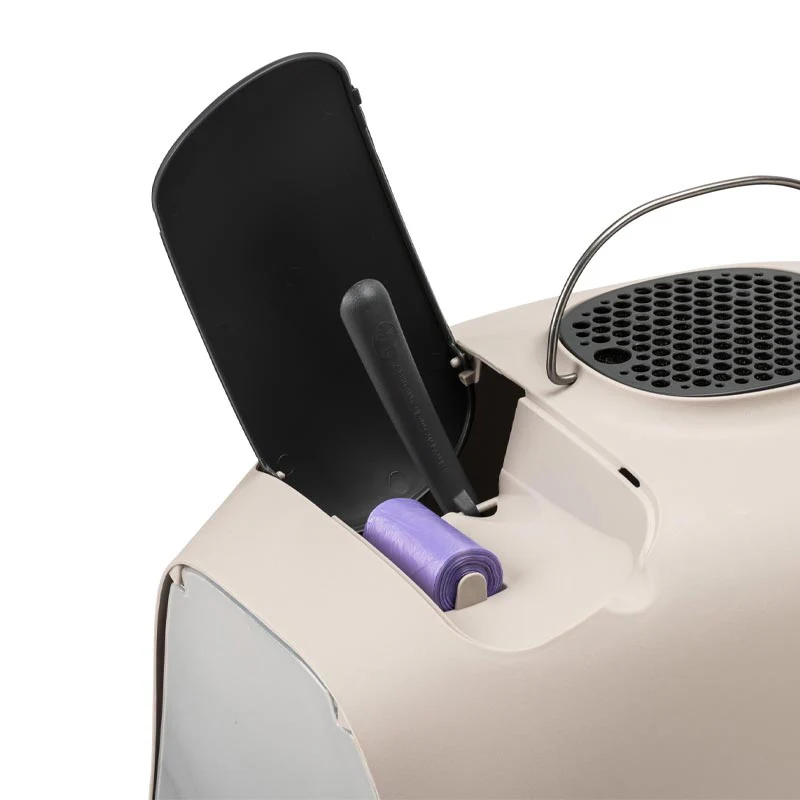 "Minù" Covered Cat Litter Tray with Scoop and Odor Filter - Dove Grey - by United Pets - Image 4