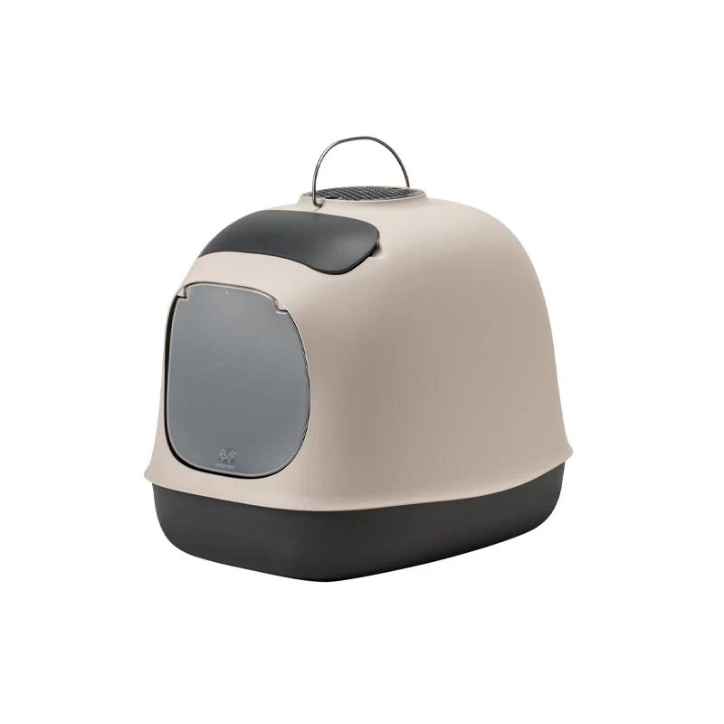 "Minù" Covered Cat Litter Tray with Scoop and Odor Filter - Dove Grey - by United Pets - Image 6