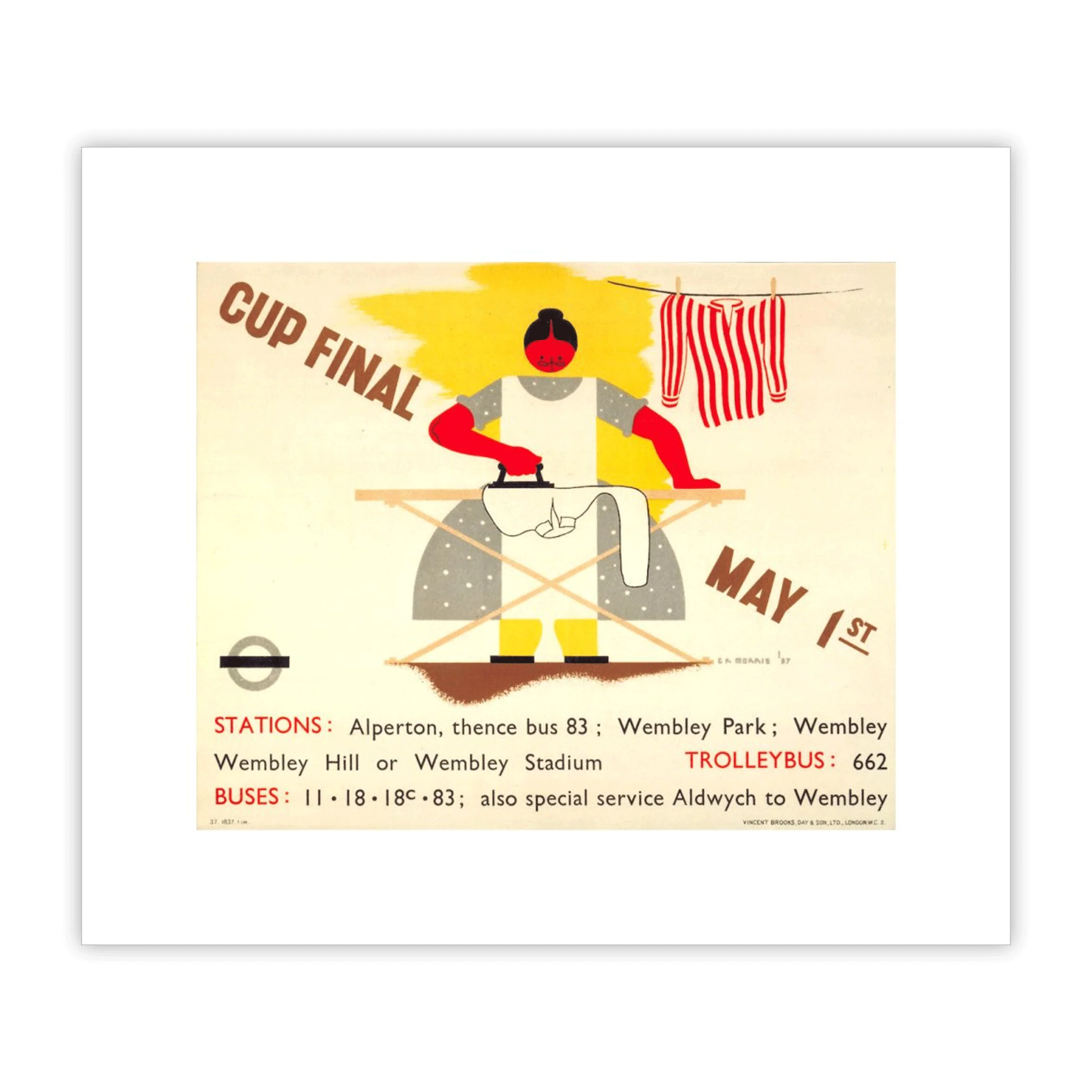 Cup Final, May 1st, 1937 poster by G R Morris  (printed on watercolour paper) - Image 2