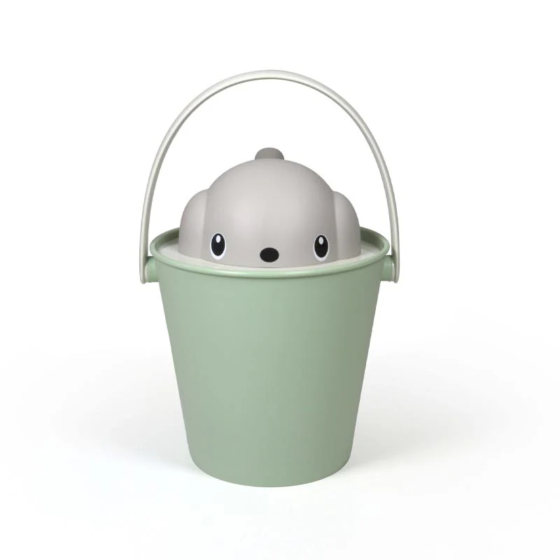 "Crock" Dog Dry Food Container with Scoop - Dove grey / Green - Image 2