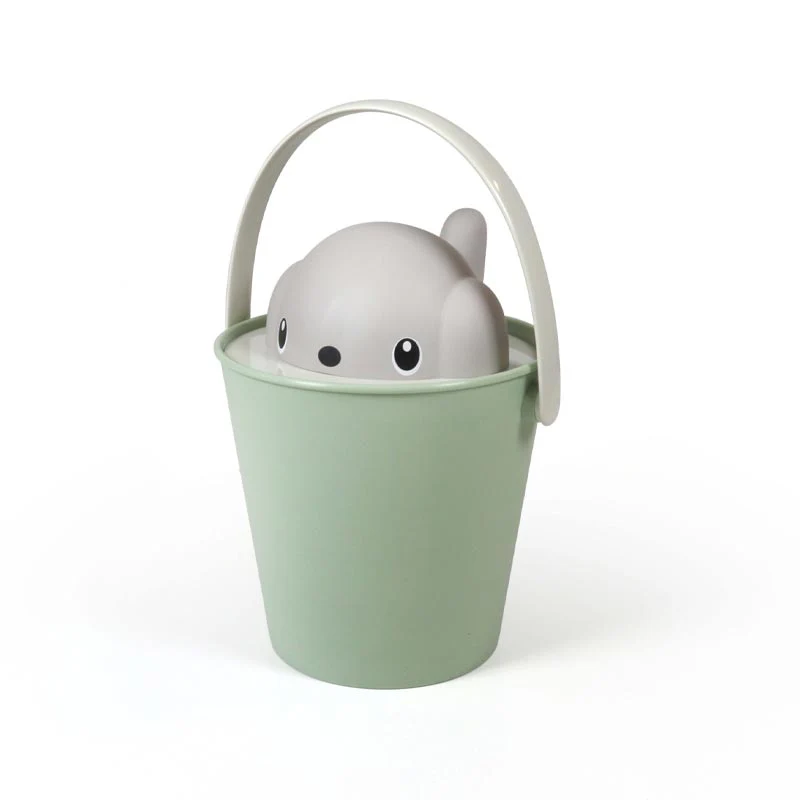 "Crock" Dog Dry Food Container with Scoop - Dove grey / Green - Image 3