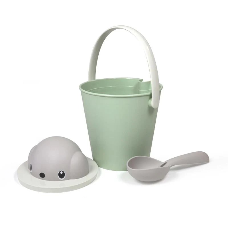 "Crock" Dog Dry Food Container with Scoop - Dove grey / Green - Image 5