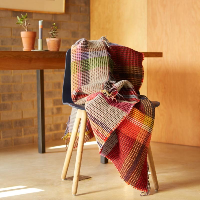 Dorothy 100% Lambswool Honeycomb Throw - Red - by Wallace Sewell - Image 4