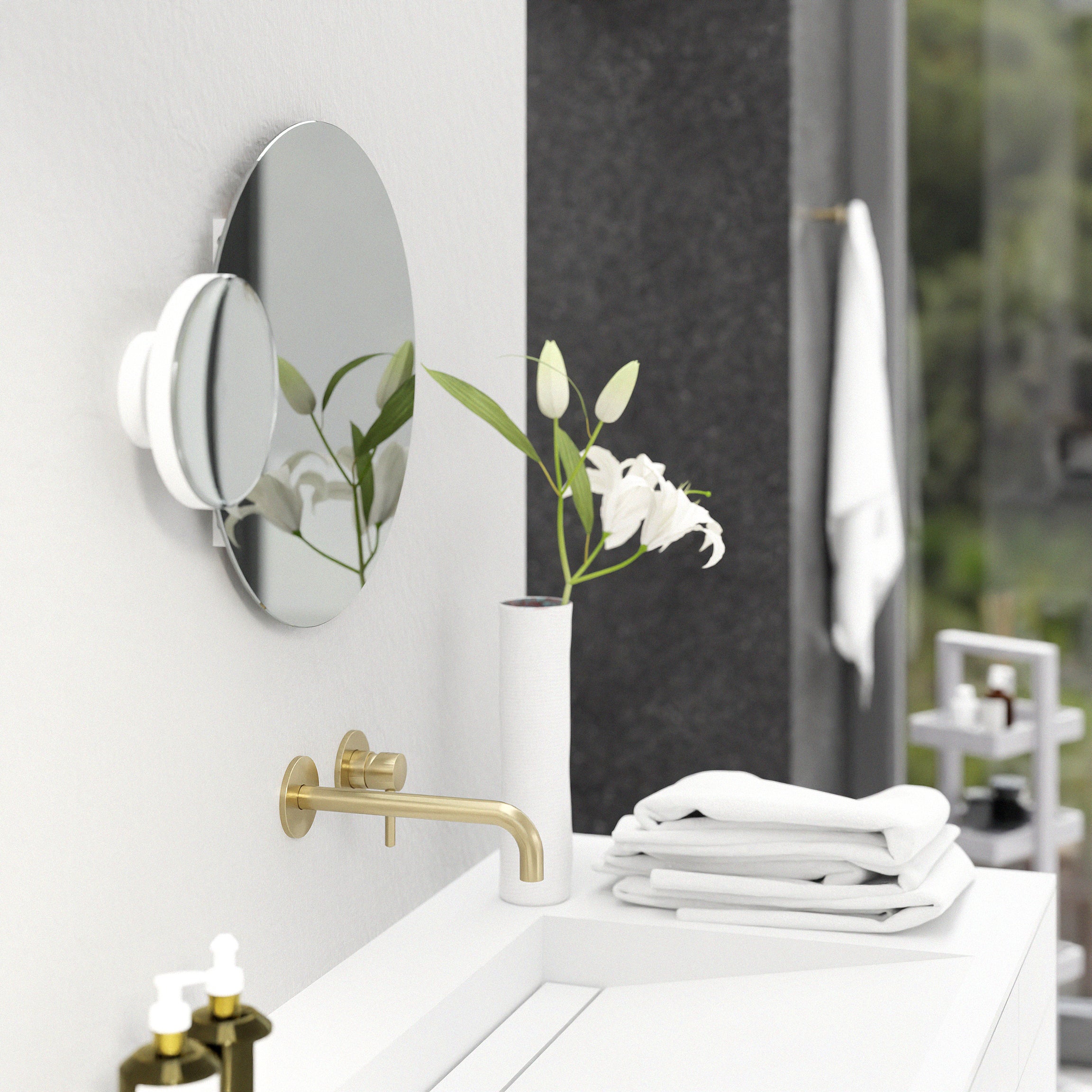 Eclipse mirror - white - des. Lincoln Rivers for Wireworks - Image 4