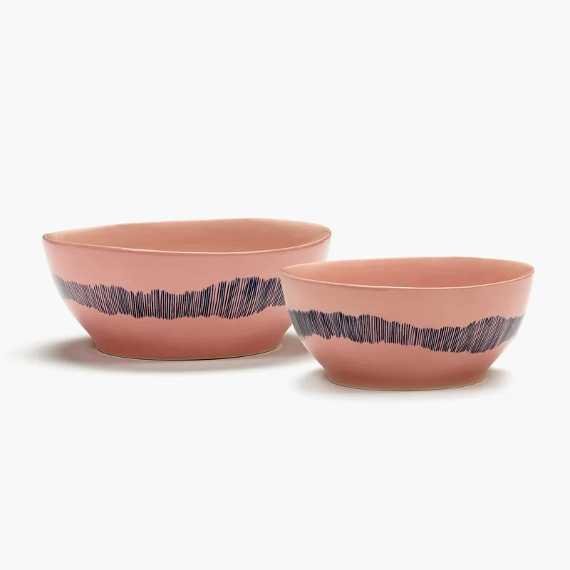 Feast bowl - pink with blue stripes - des. Yotam Ottolengi for Serax - Image 2