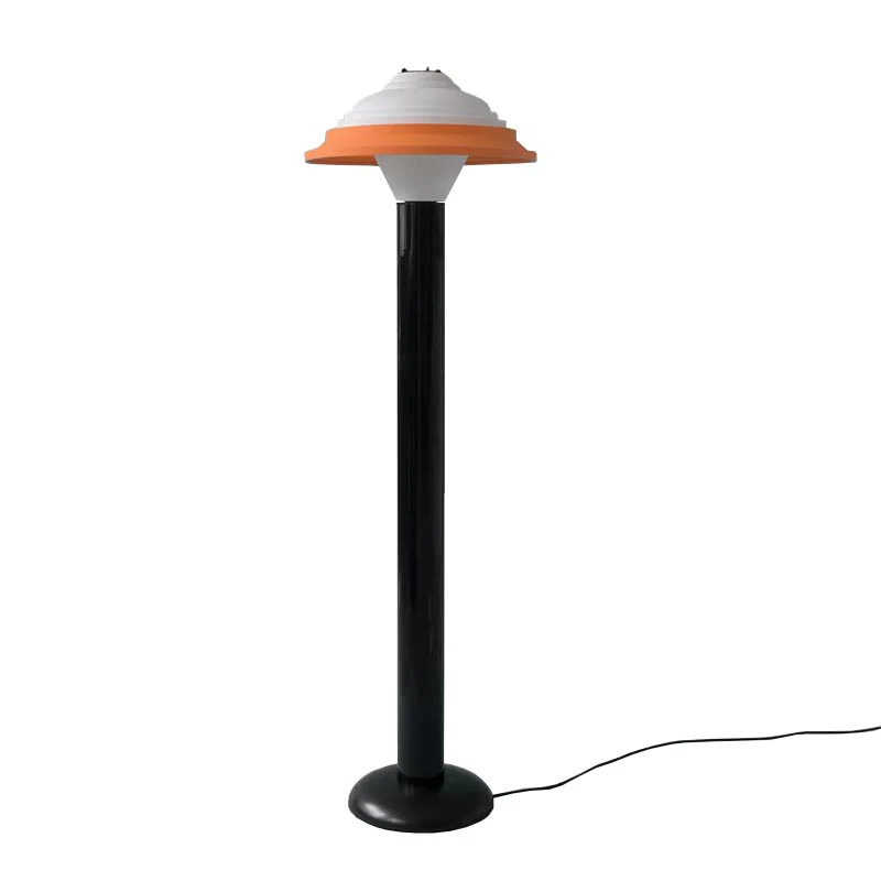 FL4 Floor Lamp, black base with white & orange shade, des. George Sowden for Sowdenlight - Image 2