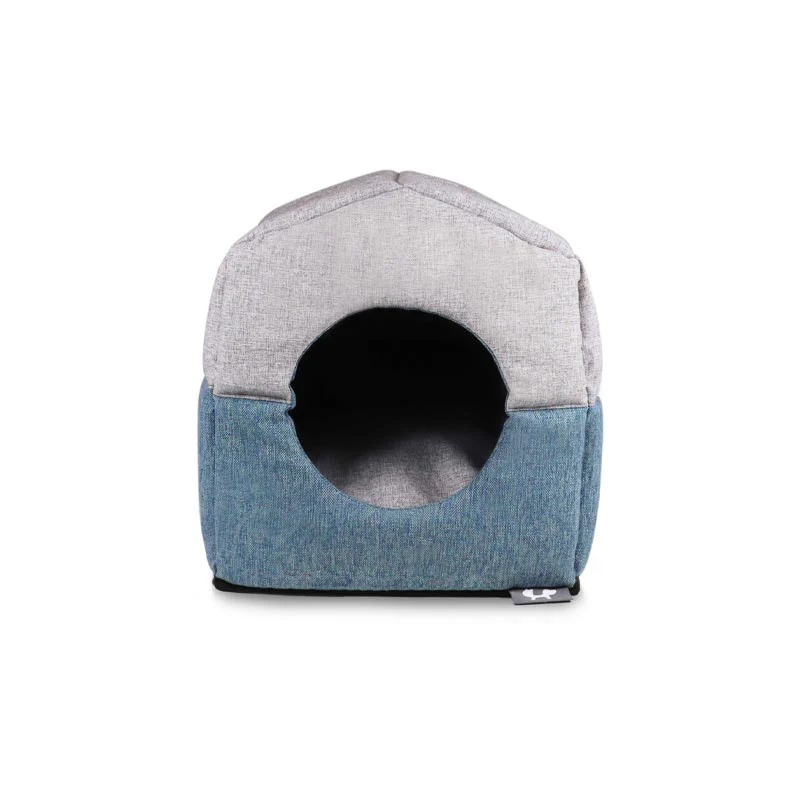 "Chalet" Foldaway Dog and Cat House / Bed - Aquamarine / Grey - by United Pets Sand - Image 2