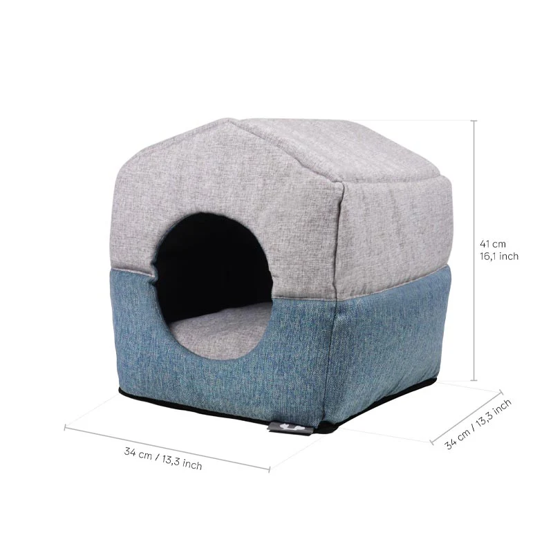 "Chalet" Foldaway Dog and Cat House / Bed - Aquamarine / Grey - by United Pets Sand - Image 4