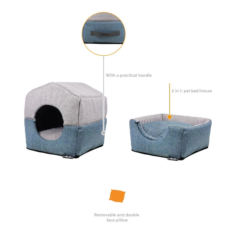"Chalet" Foldaway Dog and Cat House / Bed - Aquamarine / Grey - by United Pets Sand - Image 8