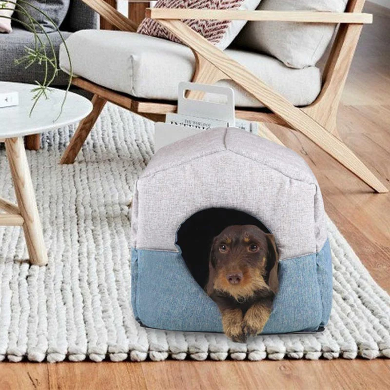 "Chalet" Foldaway Dog and Cat House / Bed - Aquamarine / Grey - by United Pets Sand - Image 9