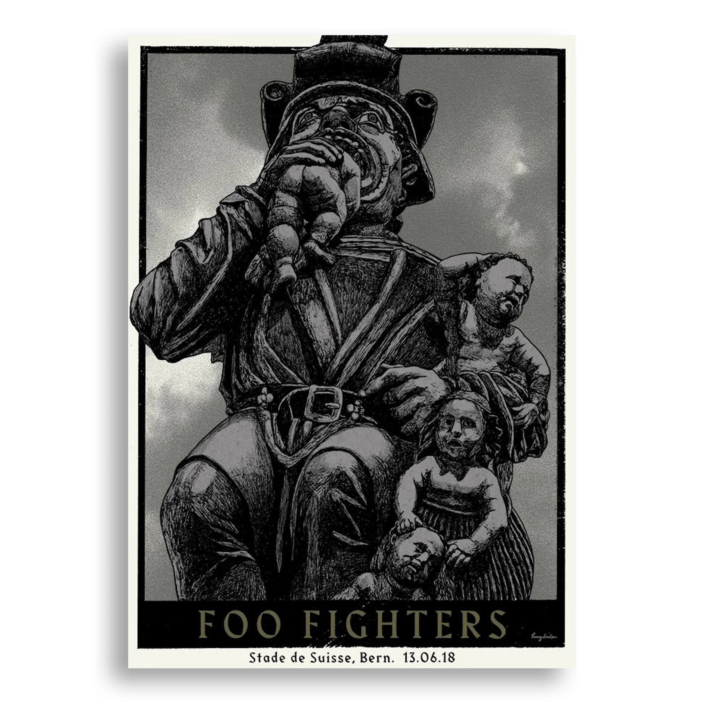 Foo Fighters, Bern poster by Tommy Davidson-Hawley - hand pulled 4 colour screenprint, artist's proof. - Image 5